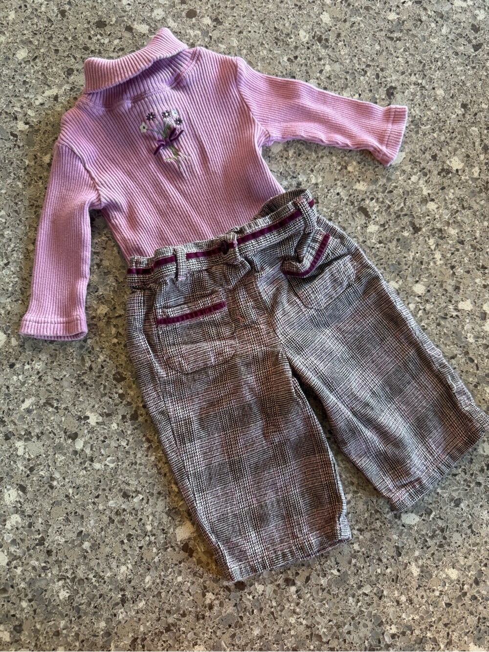 Koala Kids Baby Girl 3-6M Pink Floral Plaid 2 Piece Outfit Set